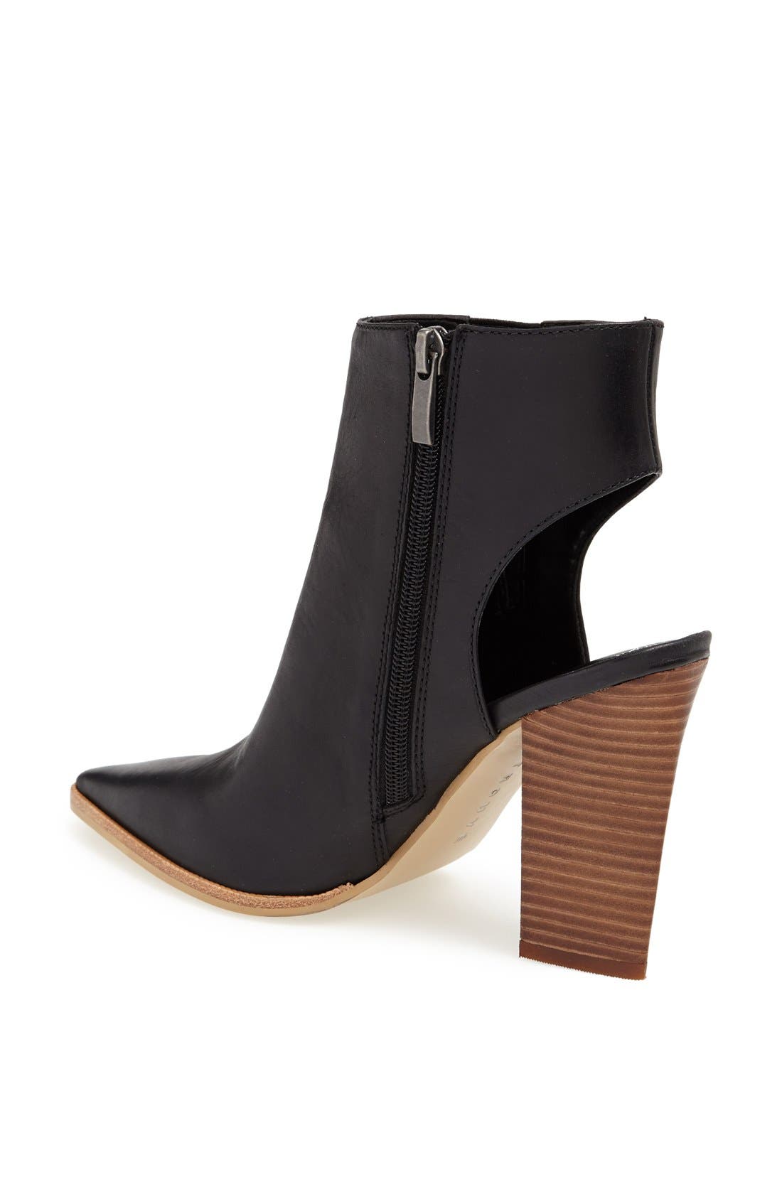 'Meridian' Cutout Pointy Toe Bootie, Alternate, color, BLACK