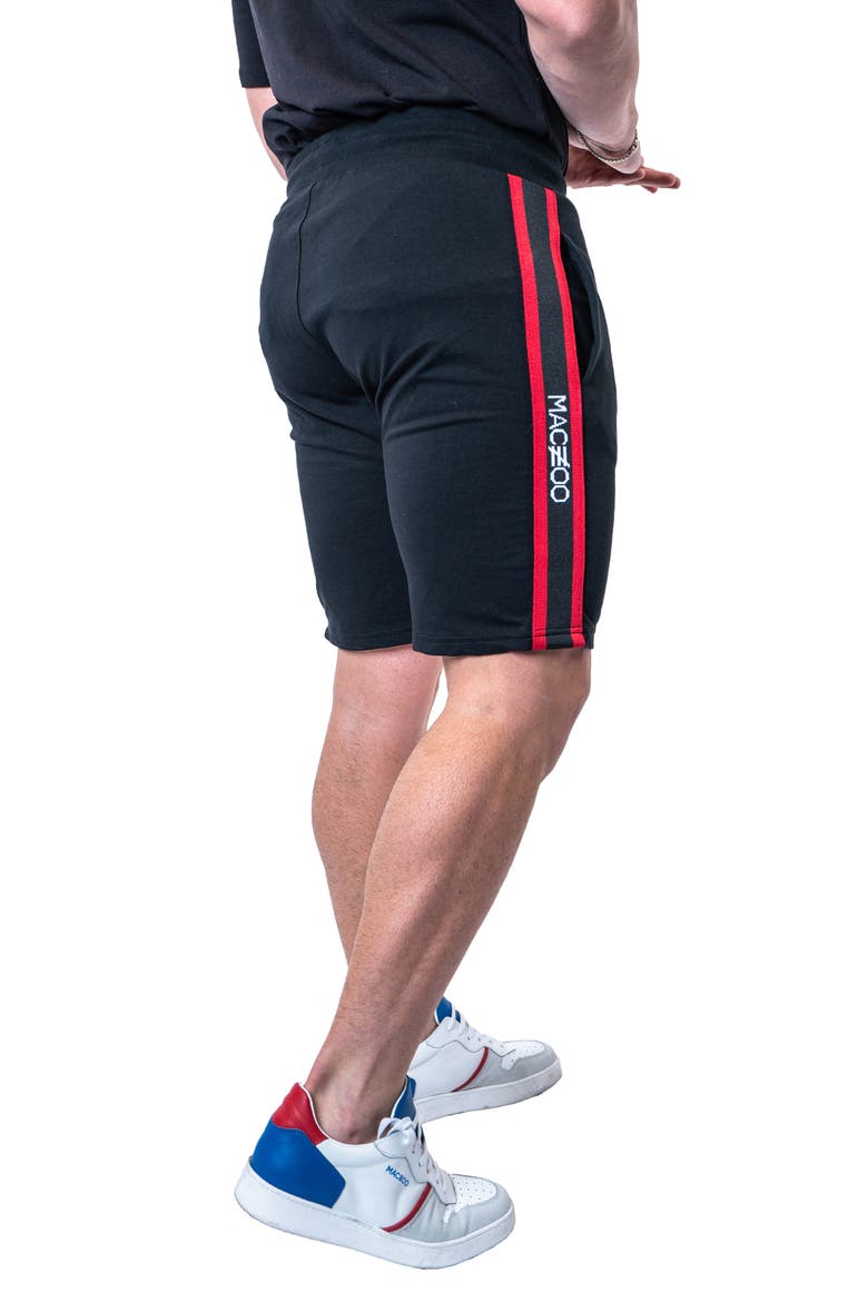 Royal Black Cotton Knit Drawstring Shorts, Alternate, color, BLACK