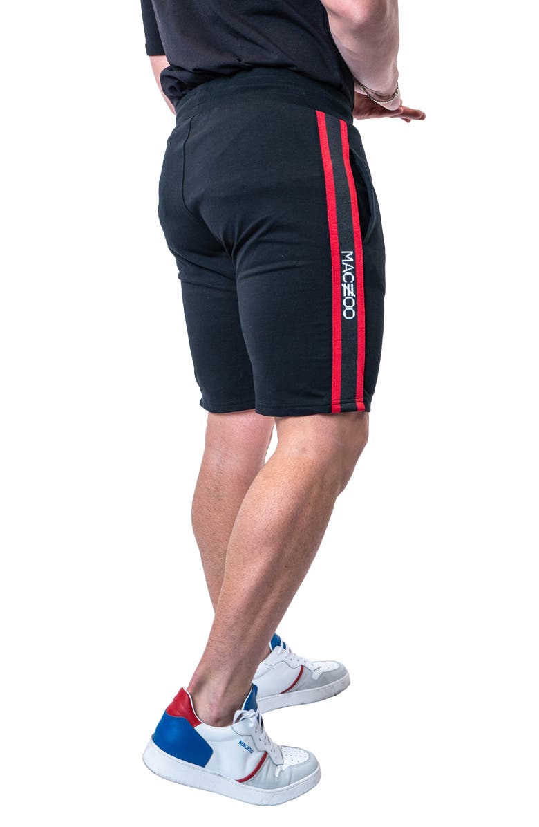 Maceoo Royal Black Cotton Knit Drawstring Shorts, Alternate, color, Black