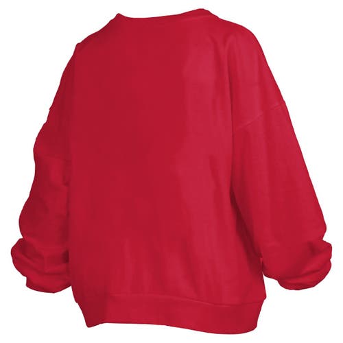 Pressbox Red Maryland Terrapins Janise Arch Over Logo Waist Length Oversized Pullover Sweatshirt