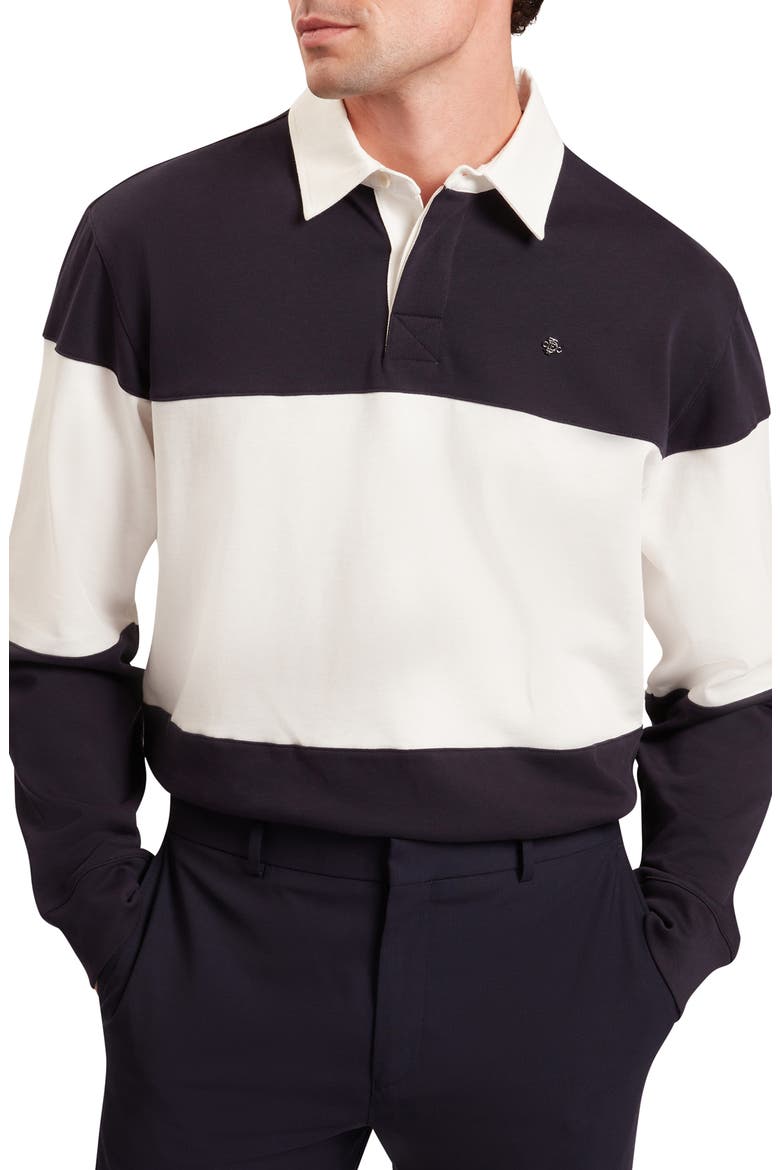 Traviss Long Sleeve Cotton Rugby Shirt, Main, color, NAVY