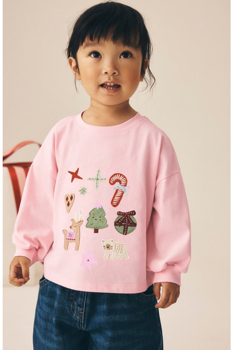 Kids' Festive Cotton Graphic T-Shirt, Alternate, color, PINK