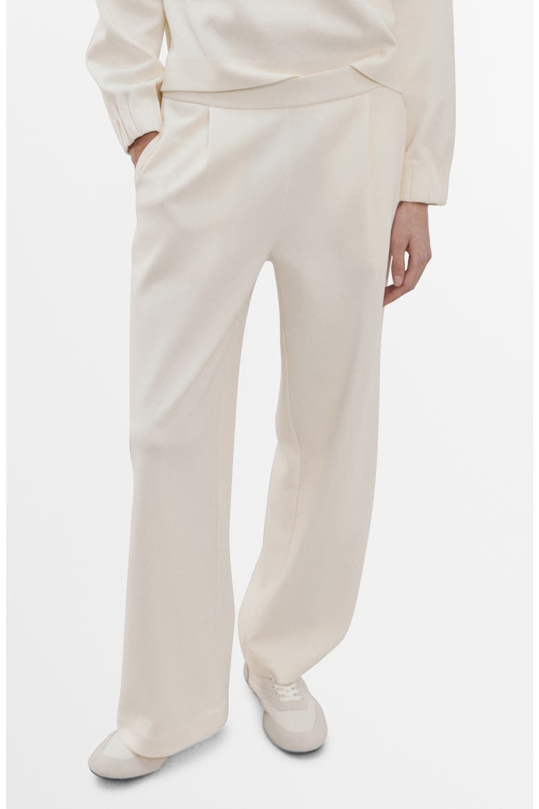 Pleated Straight Leg Cotton Blend Pants, Main, color, ECRU