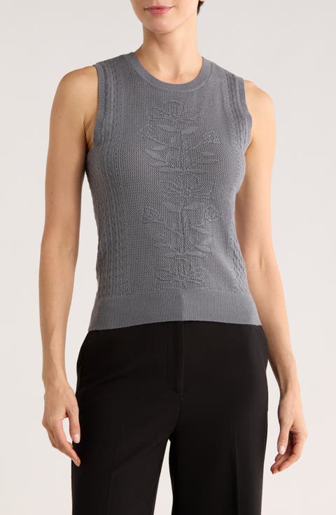 Floral Pointelle Sweater Tank