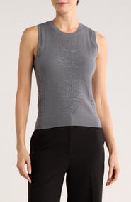 DR2 by Daniel Rainn Floral Pointelle Sweater Tank