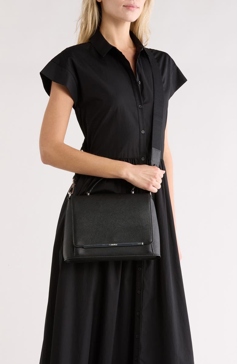 Calvin Klein Alia Satchel Bag, Alternate, color, Black/ Silver