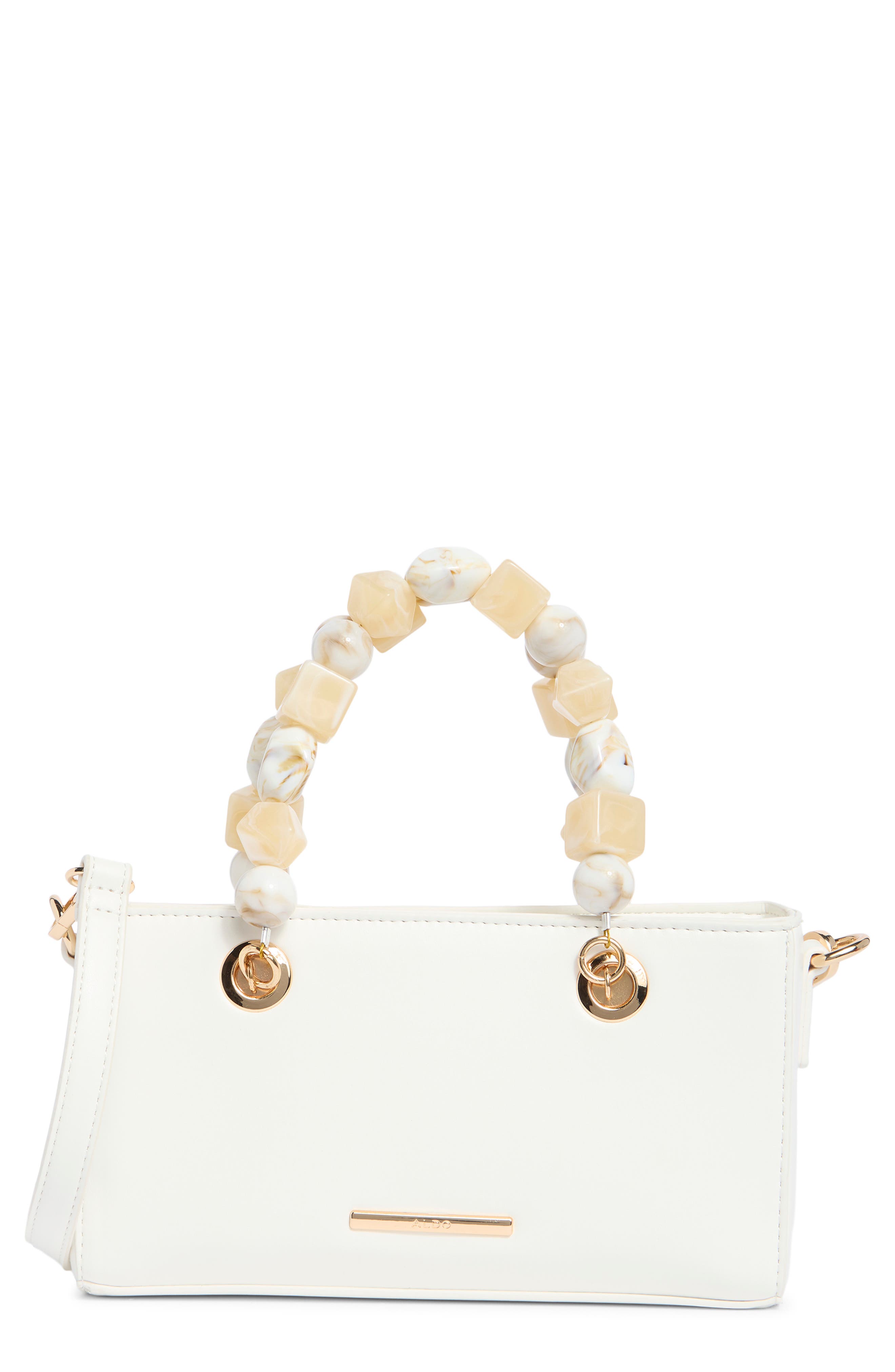 ALDO Genfoot Beaded Handle Crossbody Bag, Main, color, White