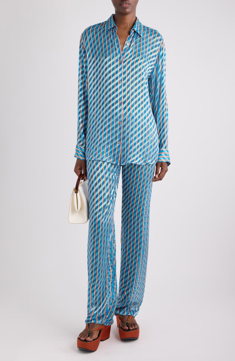 Dries Van Noten Pacha Devour Diagonal Stripe Drawstring Pants, Alternate, color, Turquoise
