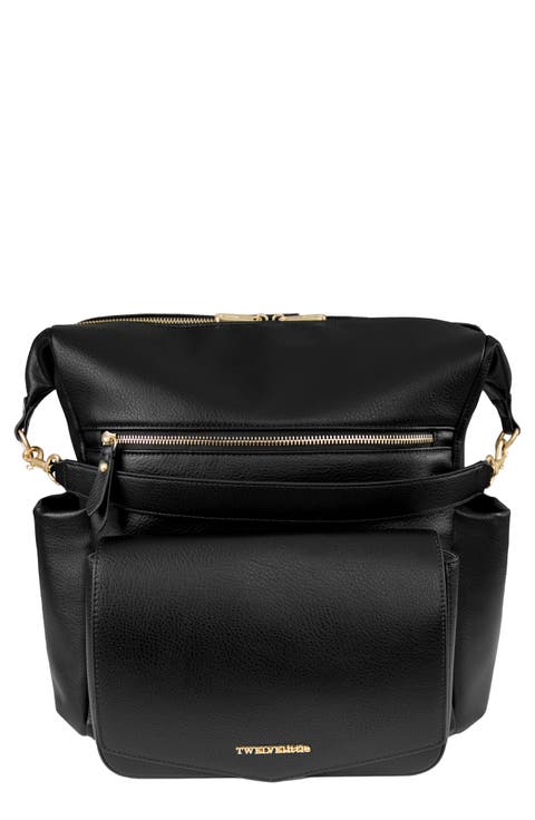 Peekaboo Faux Leather Convertible Diaper Backpack