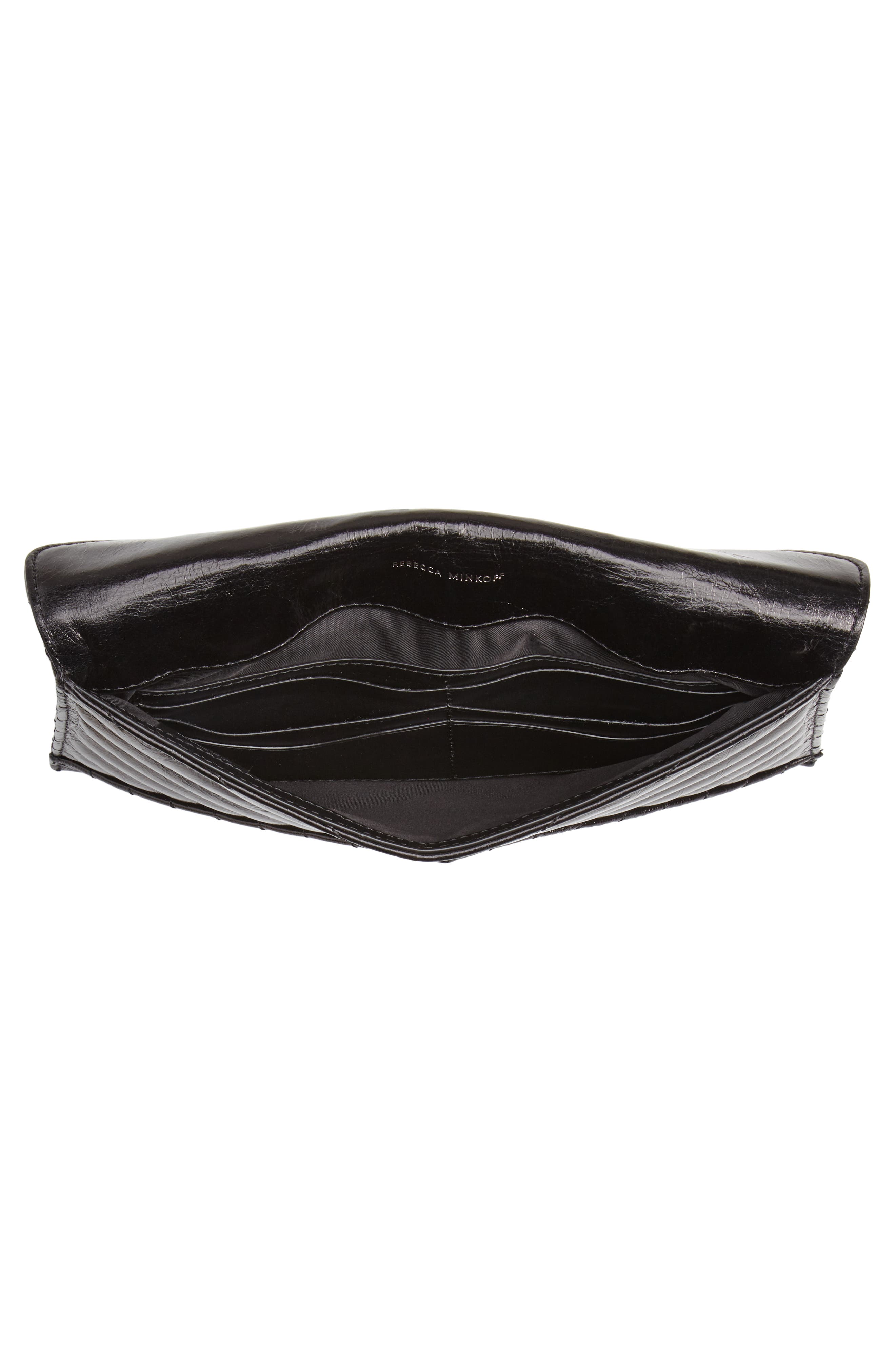 Leo Quilted Leather Clutch, Alternate, color, BLACK