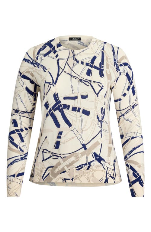 Ralph Lauren Womens Belting Print Cotton Blend Sweater P Xs Xxl In Gray