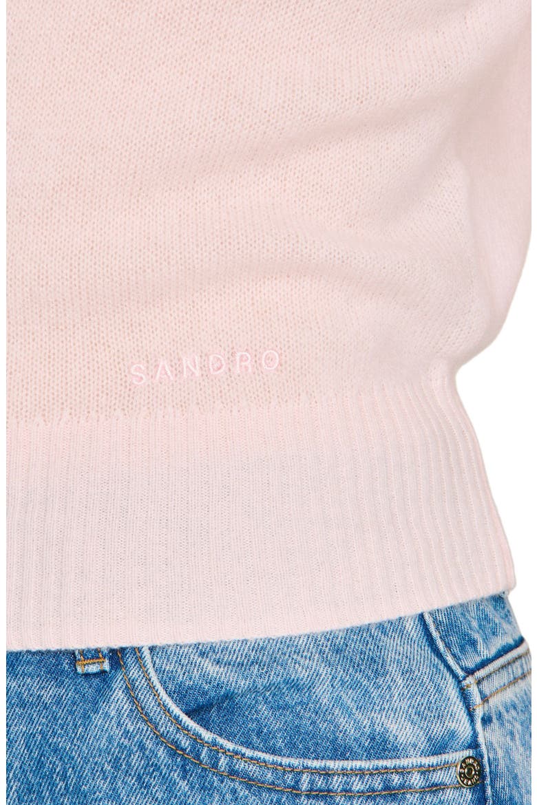 Embroidered short wool cashmere vest, Alternate, color, Light pink