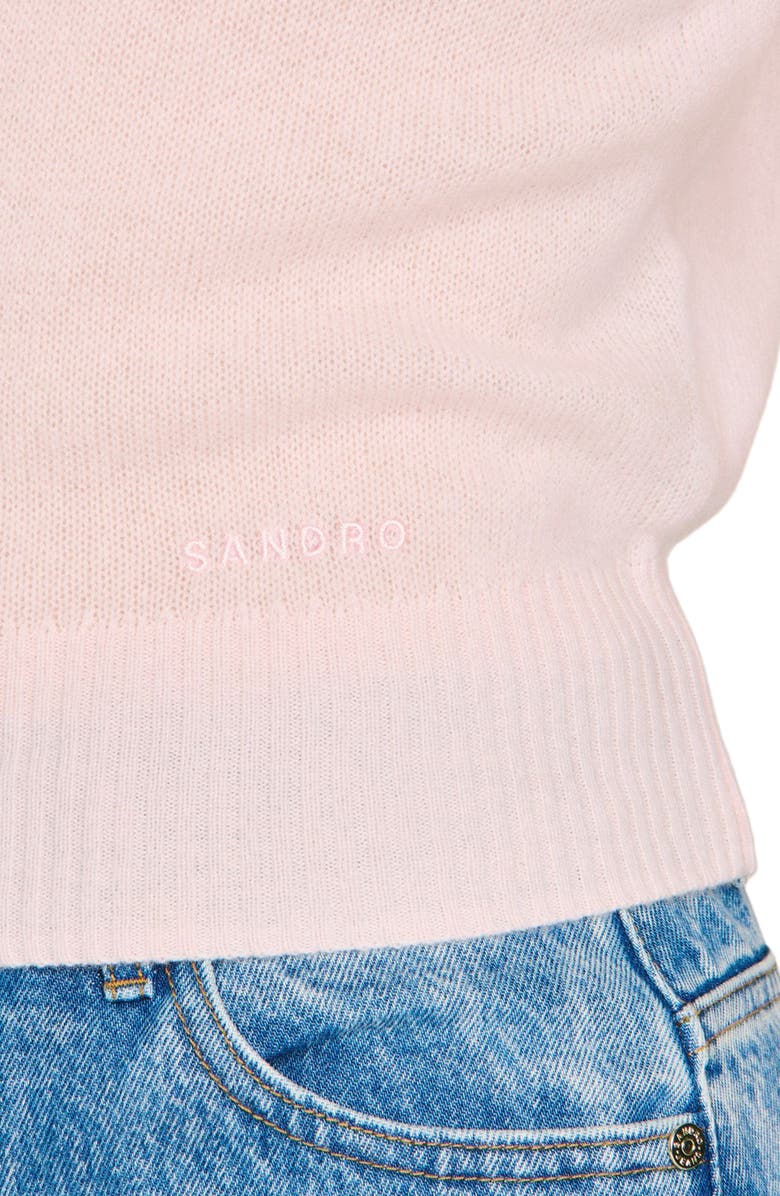 SANDRO Embroidered short wool cashmere vest, Alternate, color, Light Pink