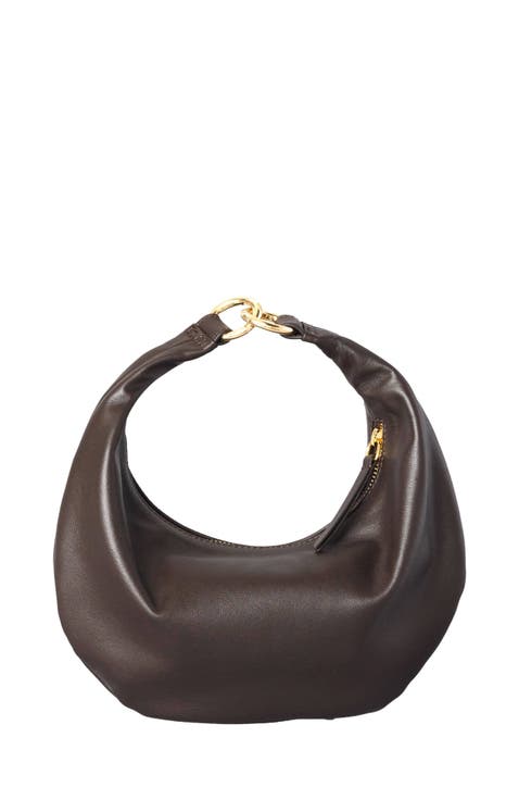 Mini Leather Convertible Hobo Crescent Ring Bag