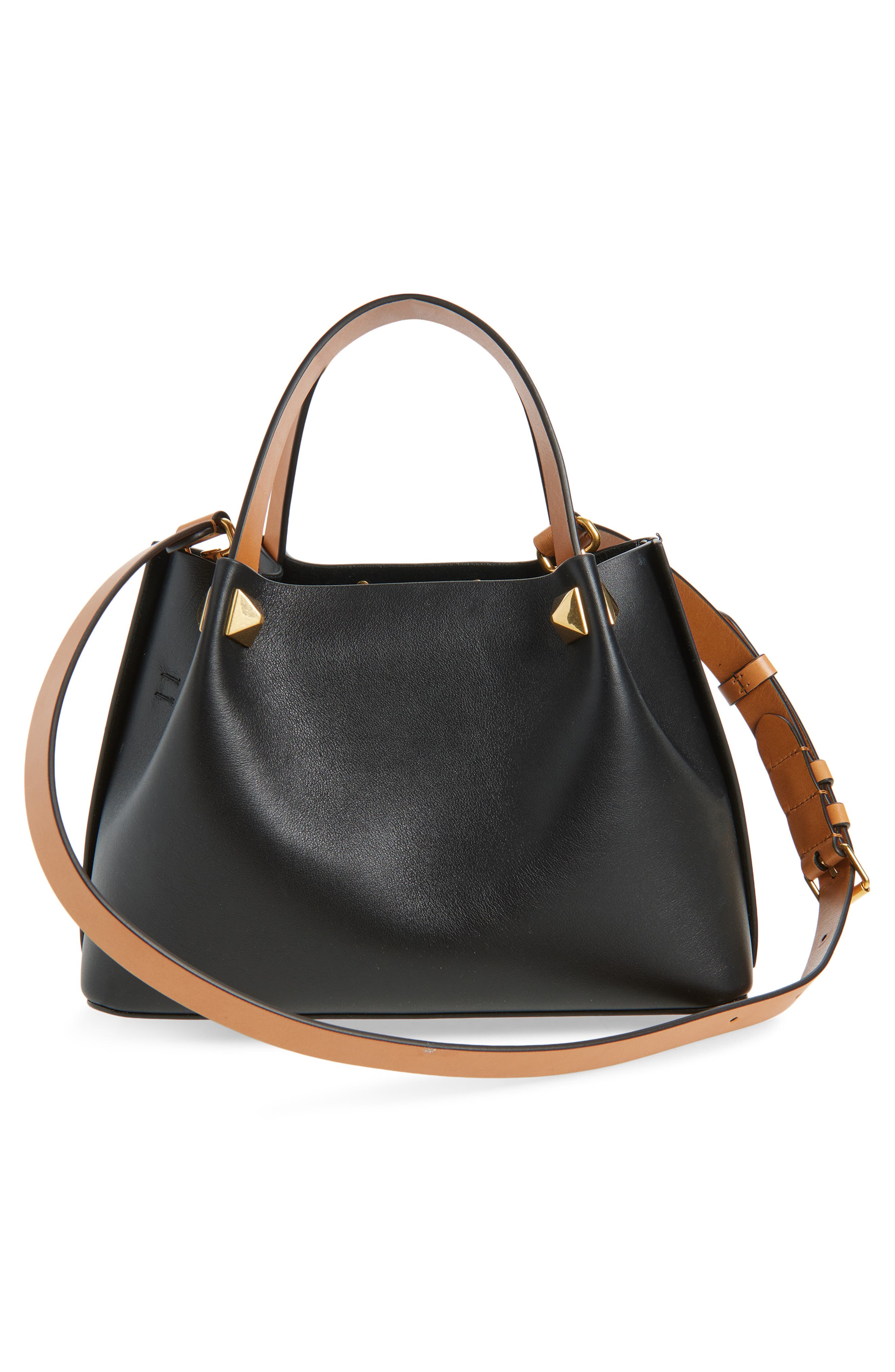 Valentino Garavani Small VLOGO Signature Top Handle Bag, Alternate, color, Black/ Camel