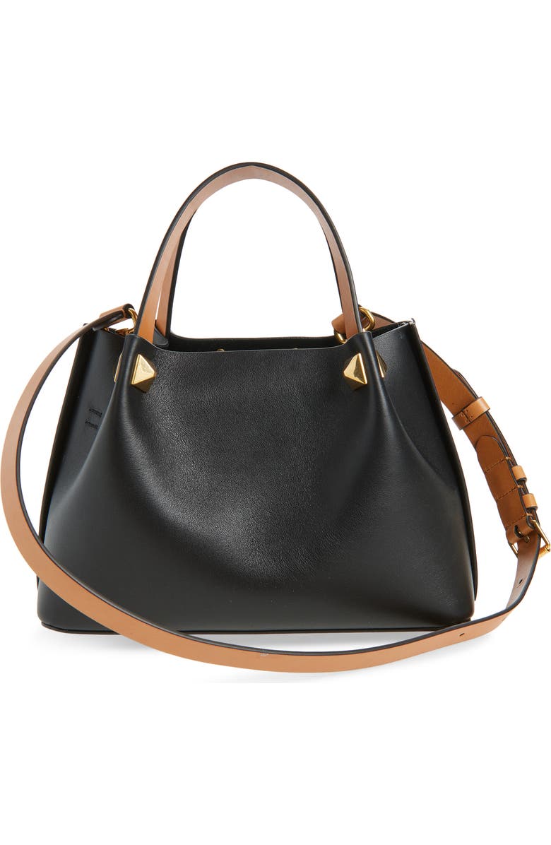 Valentino Garavani Small VLOGO Signature Top Handle Bag, Alternate, color, Black/ Camel