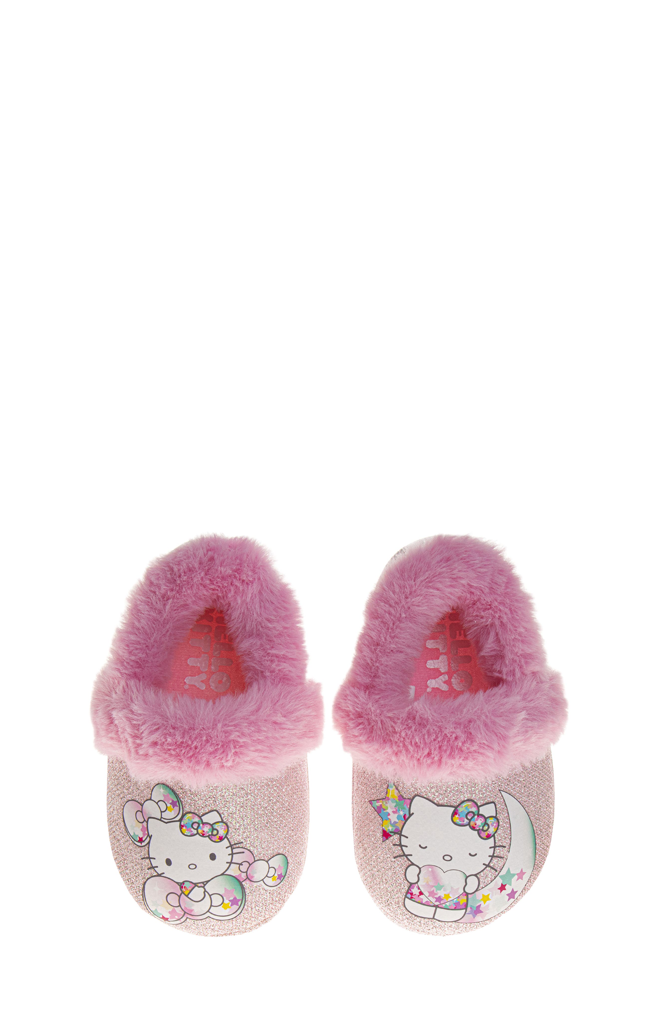 JOSMO Kids' Hello Kitty<sup>®</sup> Faux Fur Trim Slipper, Alternate, color, Pink