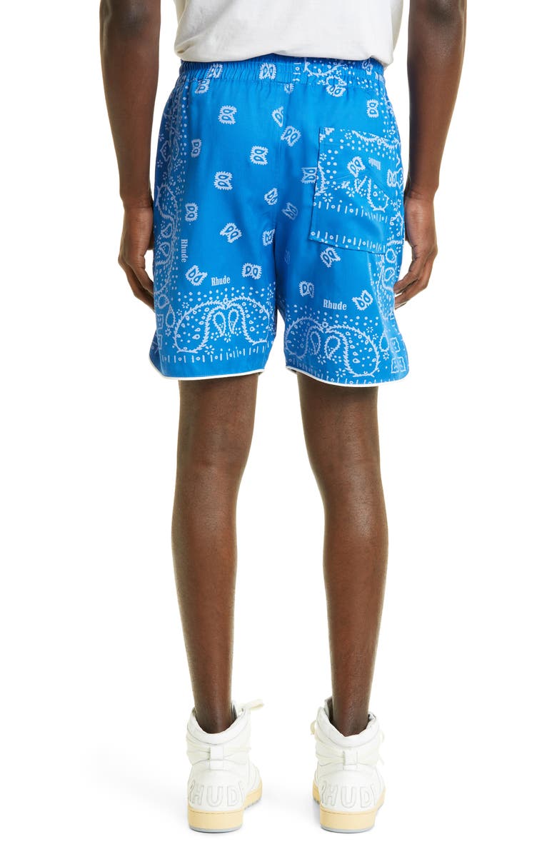 Rhude Bandana Print Lyocell Track Shorts, Alternate, color, 