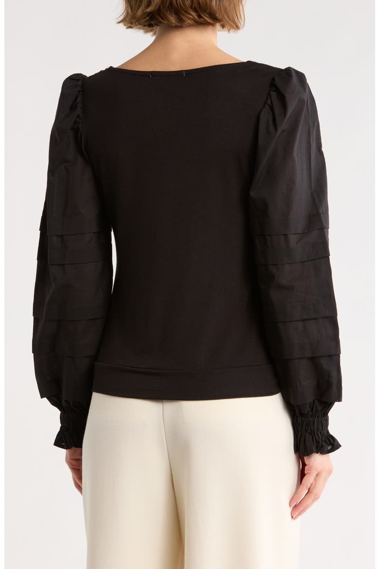 Marilee Mixed Media Long Sleeve Top, Alternate, color, BLACK