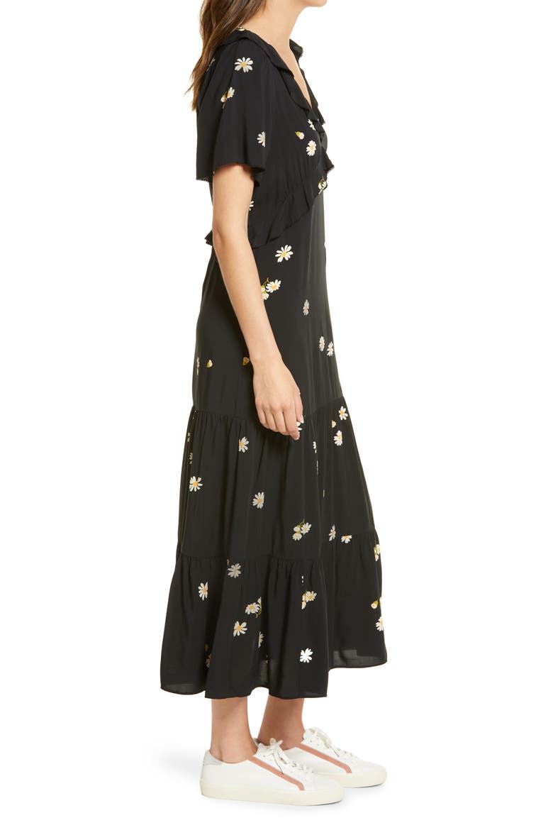 Lazy Daisies Ruffle Tiered Maxi Dress, Alternate, color, TRUE BLACK