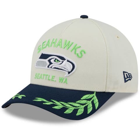 Men's New Era Cream/College Navy Seattle Seahawks 2025 NFL Draft 9FORTY A-Frame M-Crown Adjustable Hat