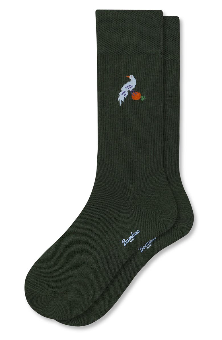 Bombas Bird with Orange Dress Socks, Main, color, Dark Elm