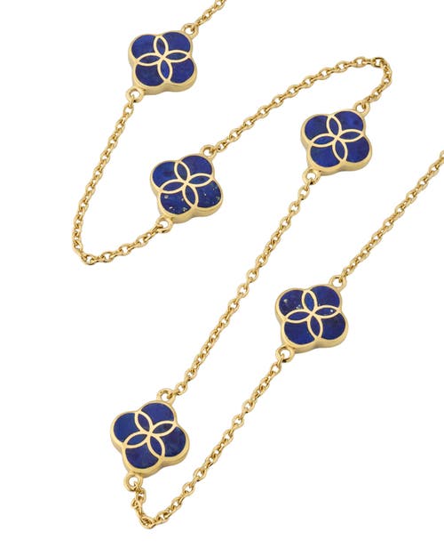 Jan Leslie Sterling With 18k Gold Overlay And Gemstones Five Petal Station Necklace In Gold