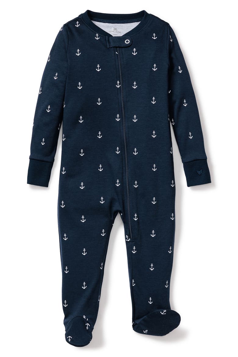 Portsmouth Anchors Pima Cotton Footie, Main, color, NAVY