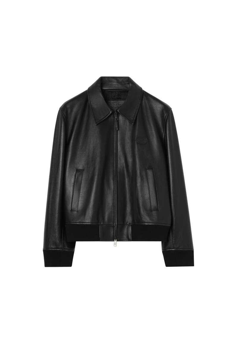 Leather Bloomsbury Harrington Jacket, Alternate, color, Black