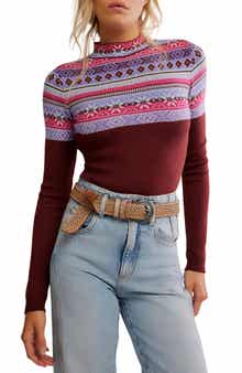 Free People Warmer Fair Isle Long Sleeve Bodysuit
