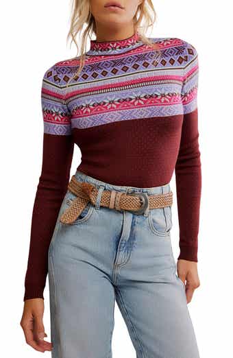 Free People Warmer Fair Isle Long Sleeve Bodysuit