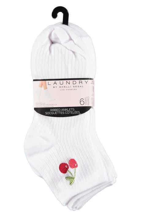 Laundry by Shelli Segal 6-Pack Embroidered Rib Anklet Socks
