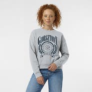 Champion Women's Champion  Heather Gray Georgetown Hoyas Academic Crest Powerblend Crewneck Sweatshirt