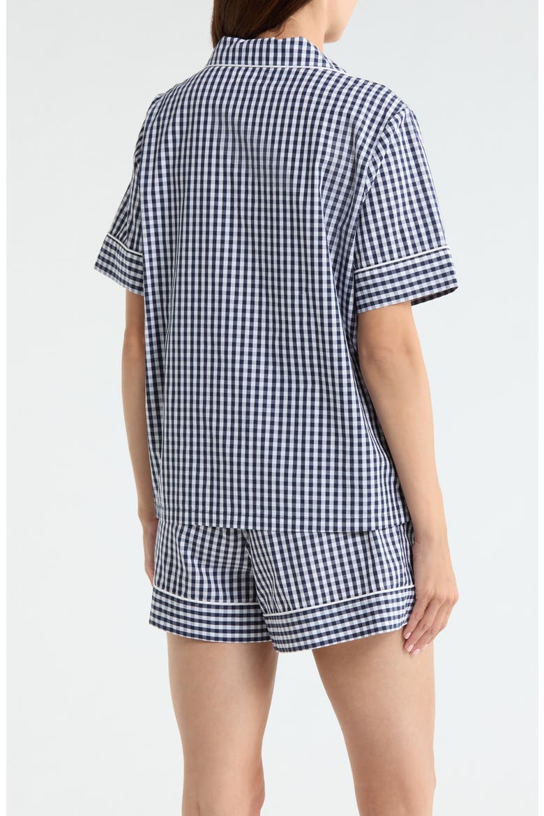 Classic Short Cotton Pajamas, Alternate, color, NAVY PETITE GINGHAM