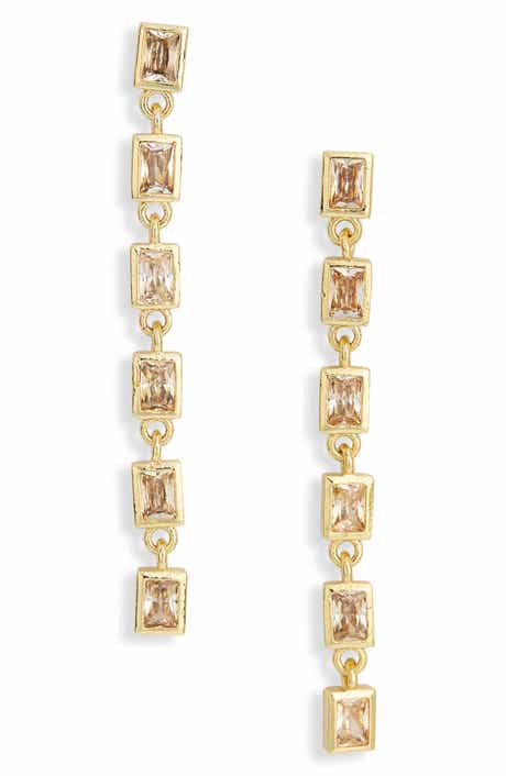 Linear CZ Drop Earrings