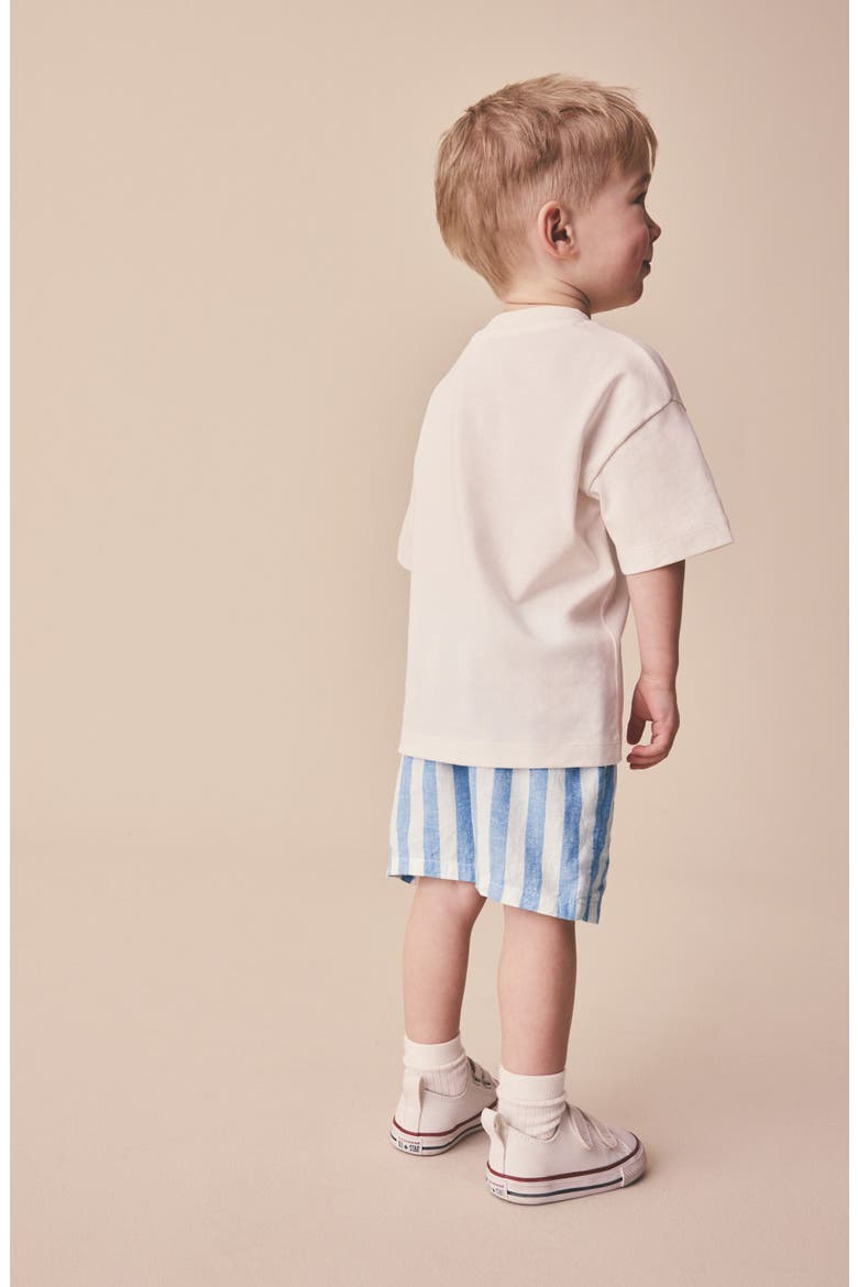 Kids' Stripe Linen & Cotton Pull-On Shorts, Alternate, color, BLUE