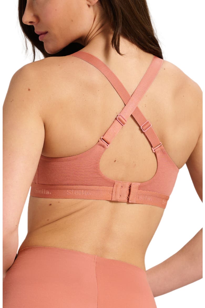 Organic Cotton V-Neck Bra, Alternate, color, Terracotta