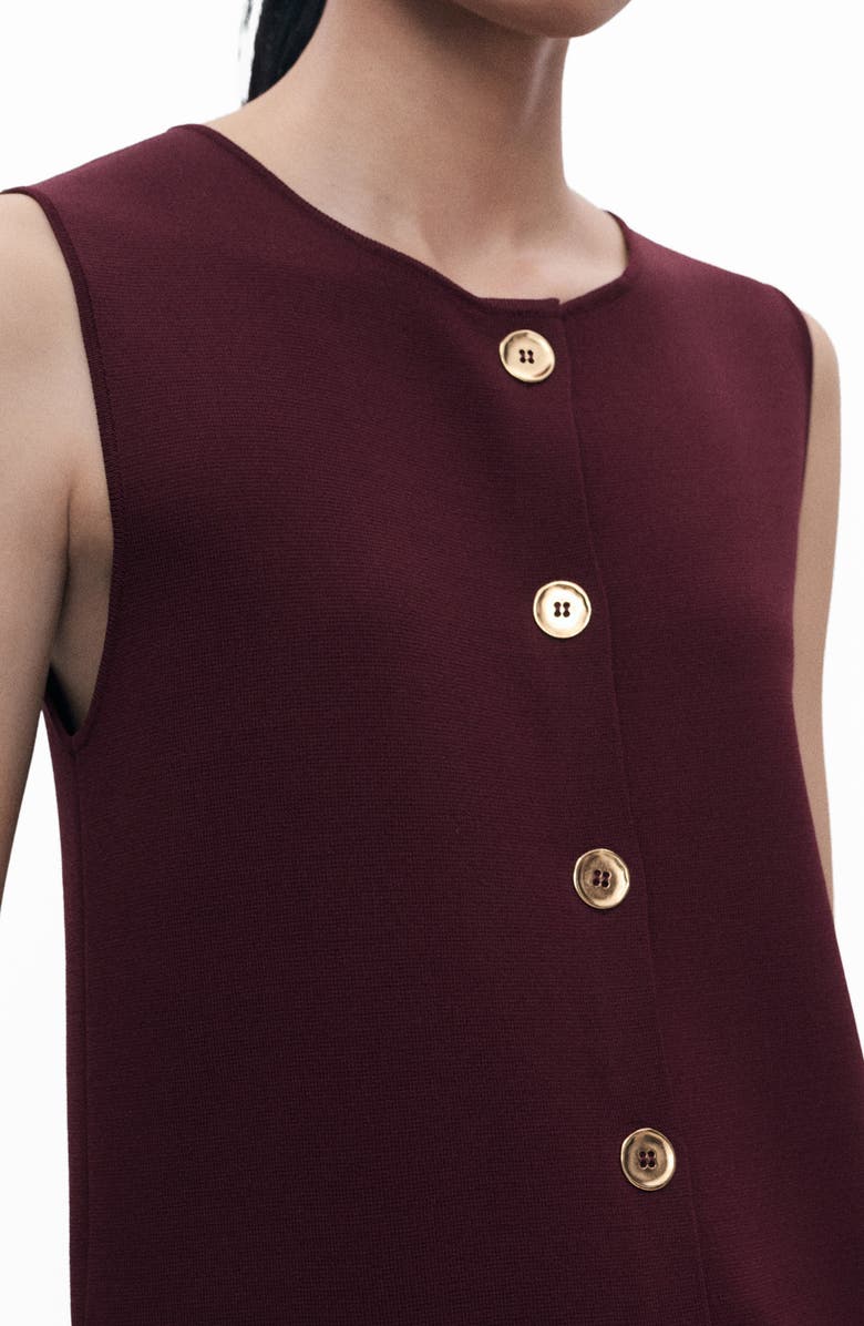 MANGO Button Front Fine Knit Vest, Alternate, color, Maroon