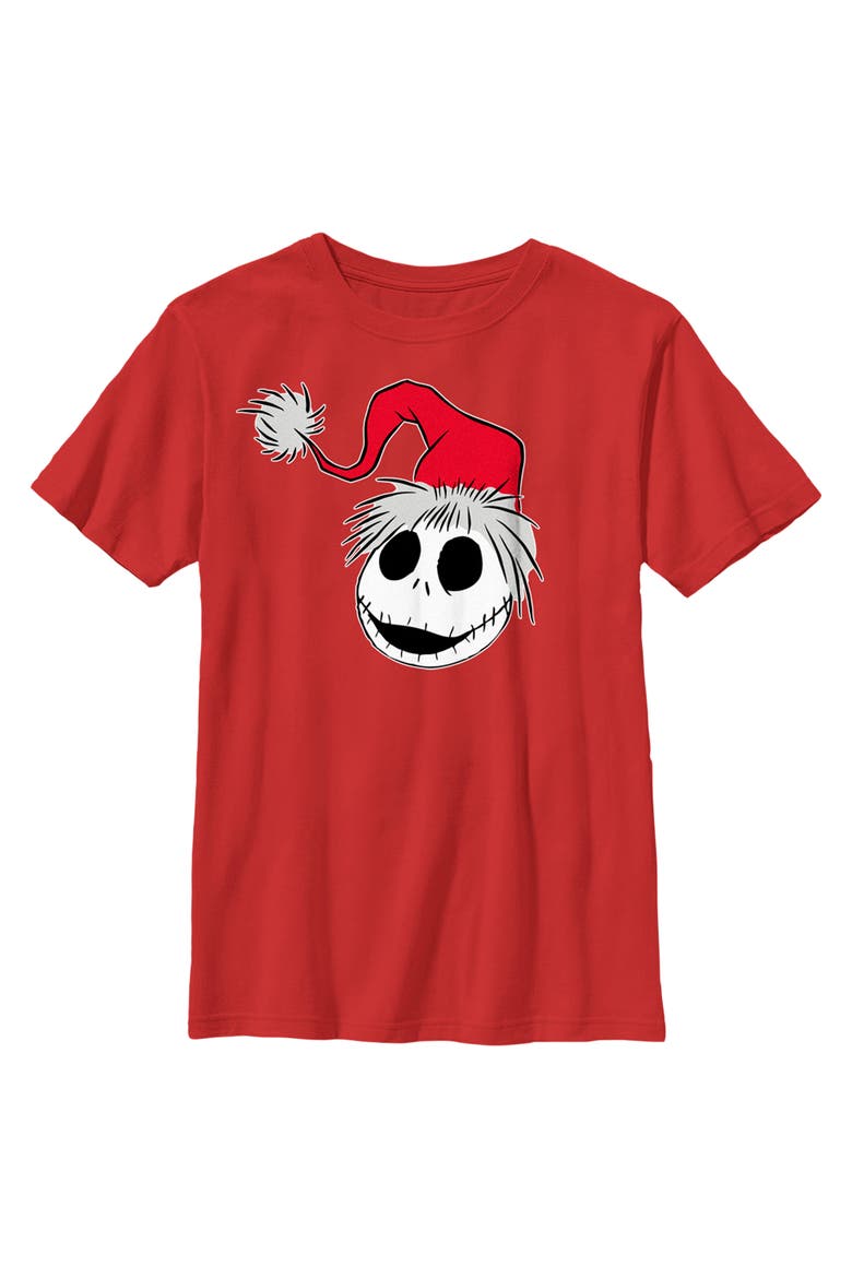 Boy's The Nightmare Before Christmas Jack Santa Hat Graphic Tee, Main, color, Red