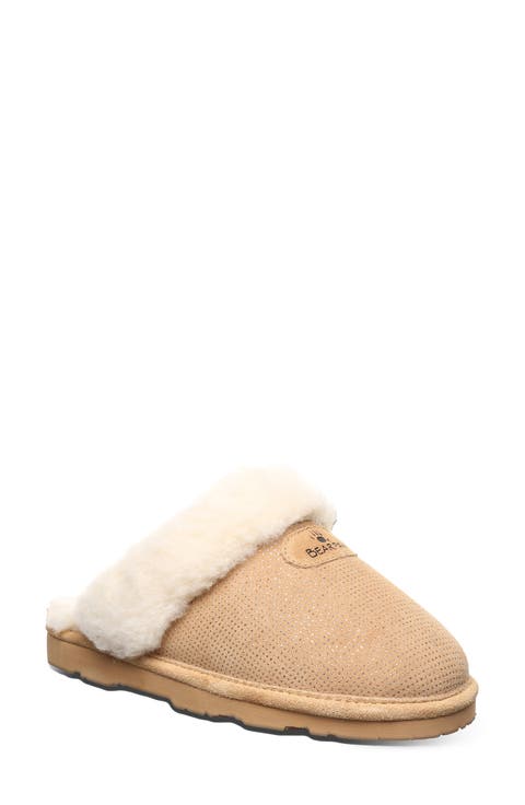 Loki Leopard Print Faux Shearling Lined Suede Slipper (Women)