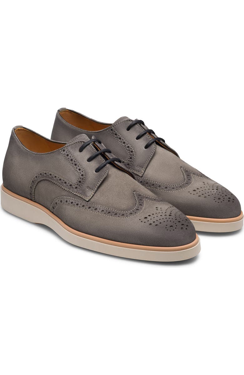 Magnanni Leonel II Wingtip Derby, Main, color, Grey Suede