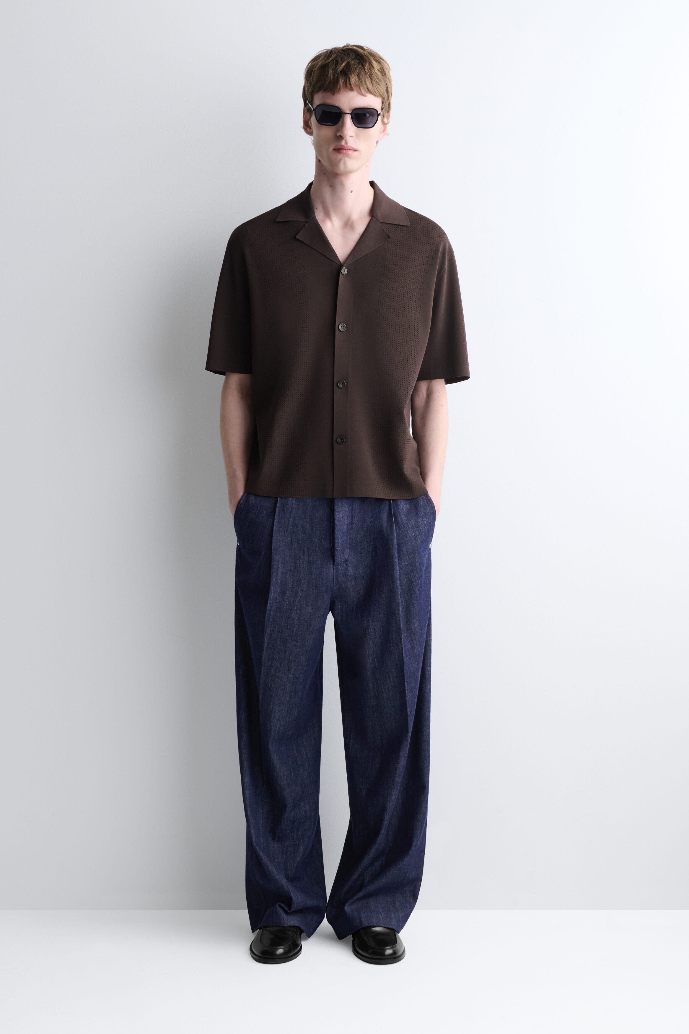 Perforated Knitted Short-Sleeved Shirt - image 2