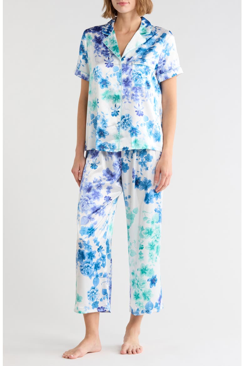 Lucille Satin Crop Long Pajamas, Main, color, IVORY