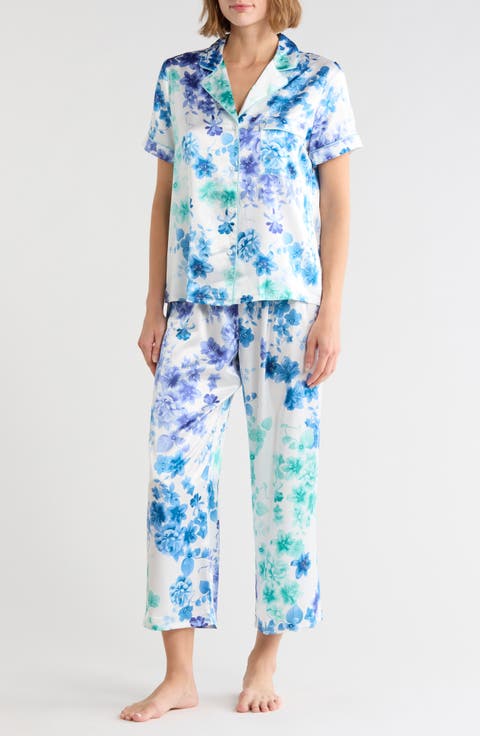 Lucille Satin Crop Long Pajamas