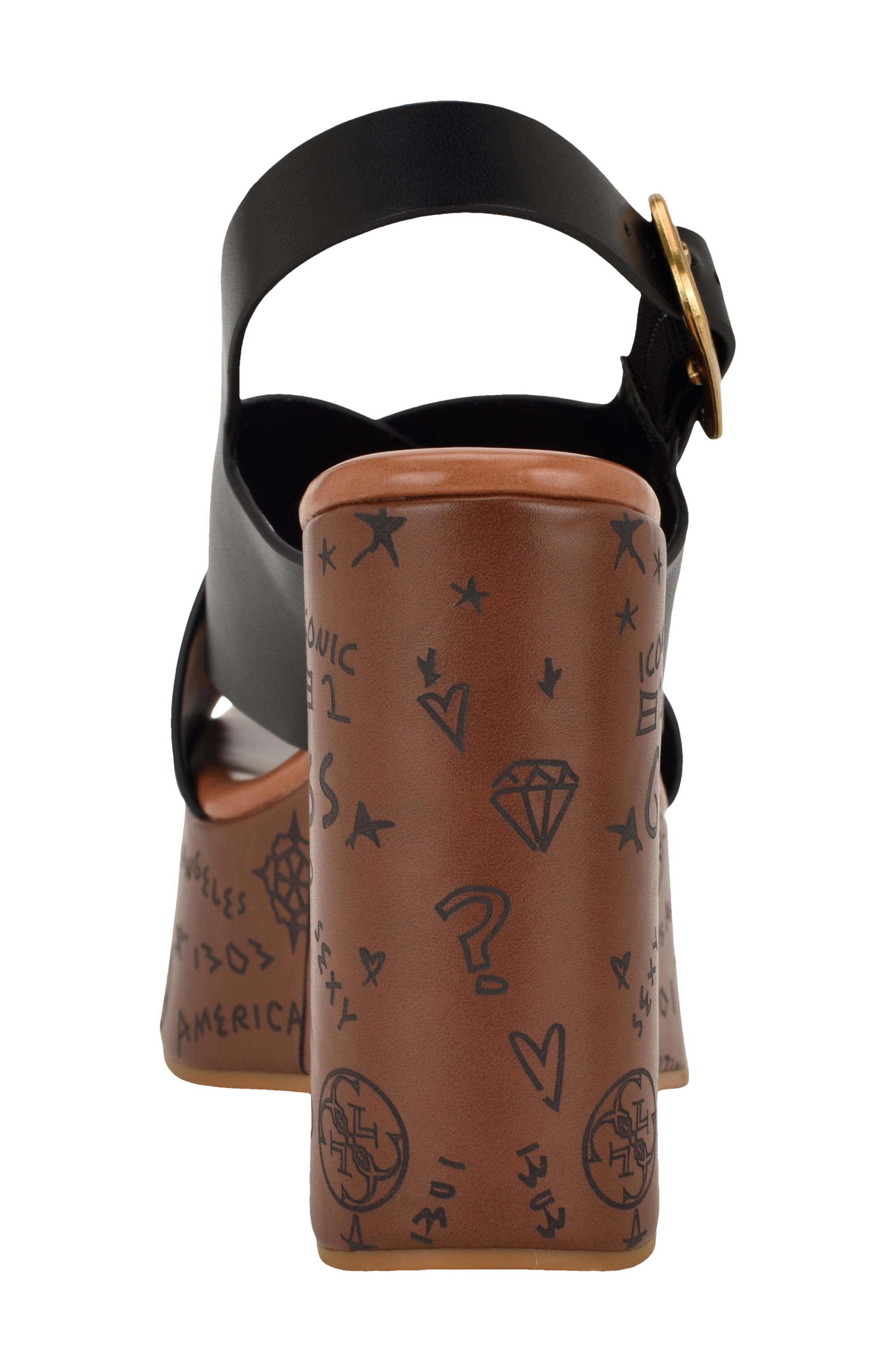 GUESS Yarisel Platform Wedge Sandal, Alternate, color, Black
