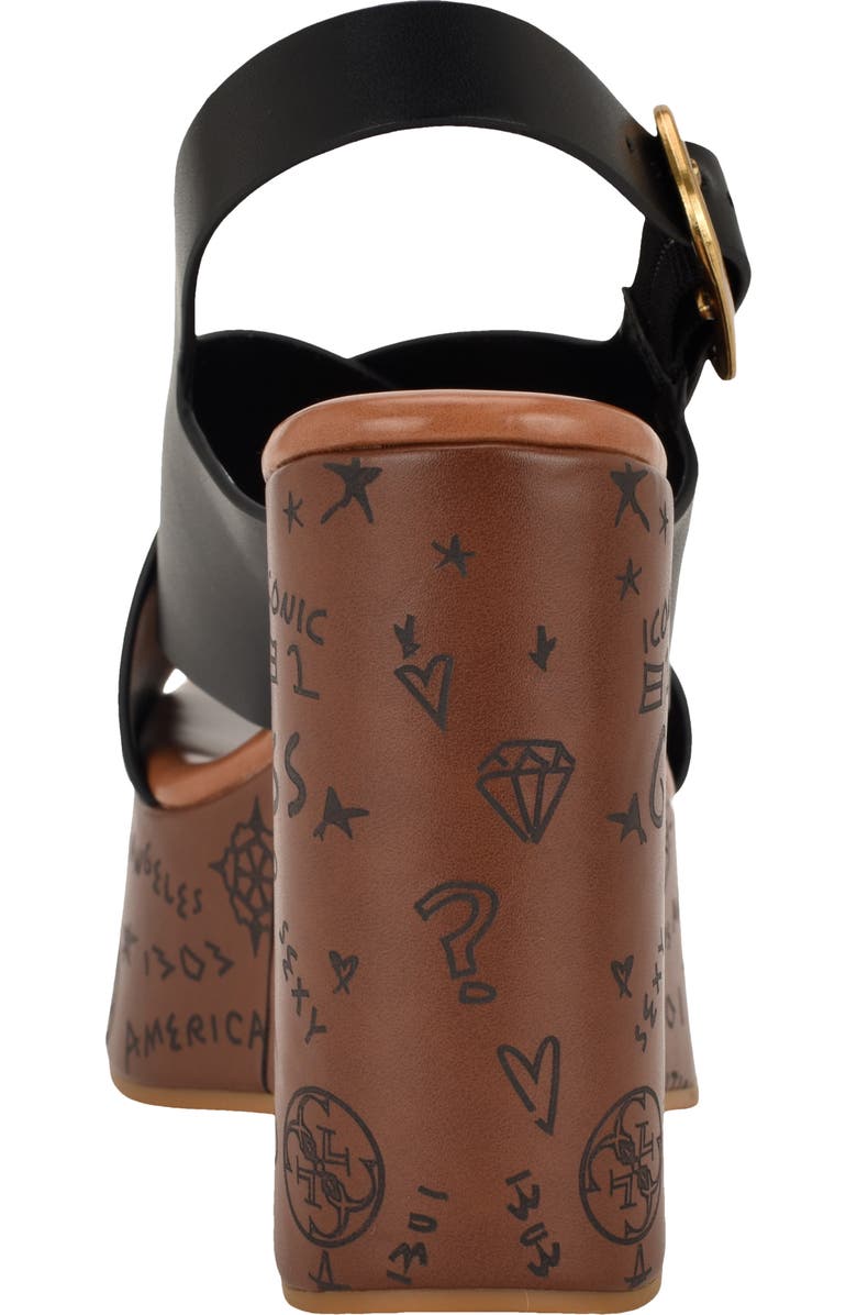 GUESS Yarisel Platform Wedge Sandal, Alternate, color, Black