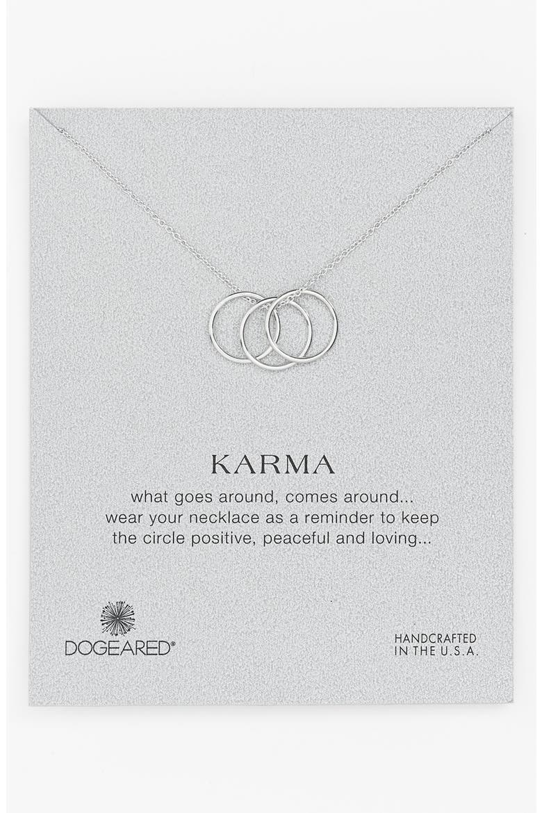 'Karma' Charm Necklace, Main, color, SILVER