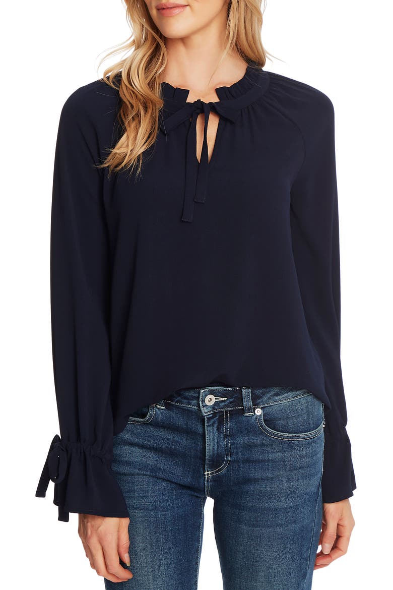 Tie Sleeve Blouse, Main, color, NIGHT SHADE