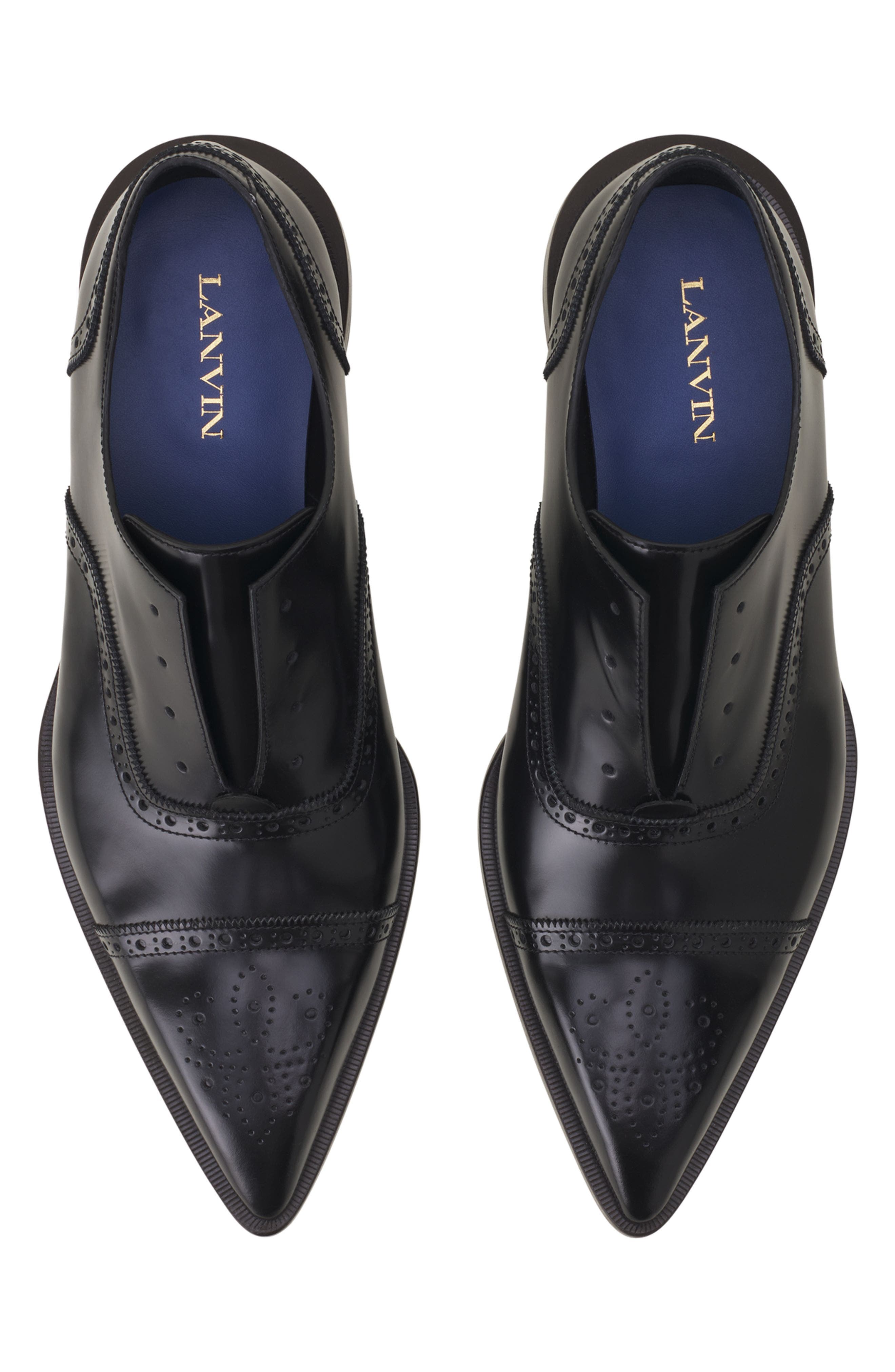 Brogue Oxford Shoe In Shiny Leather, Alternate, color, Black