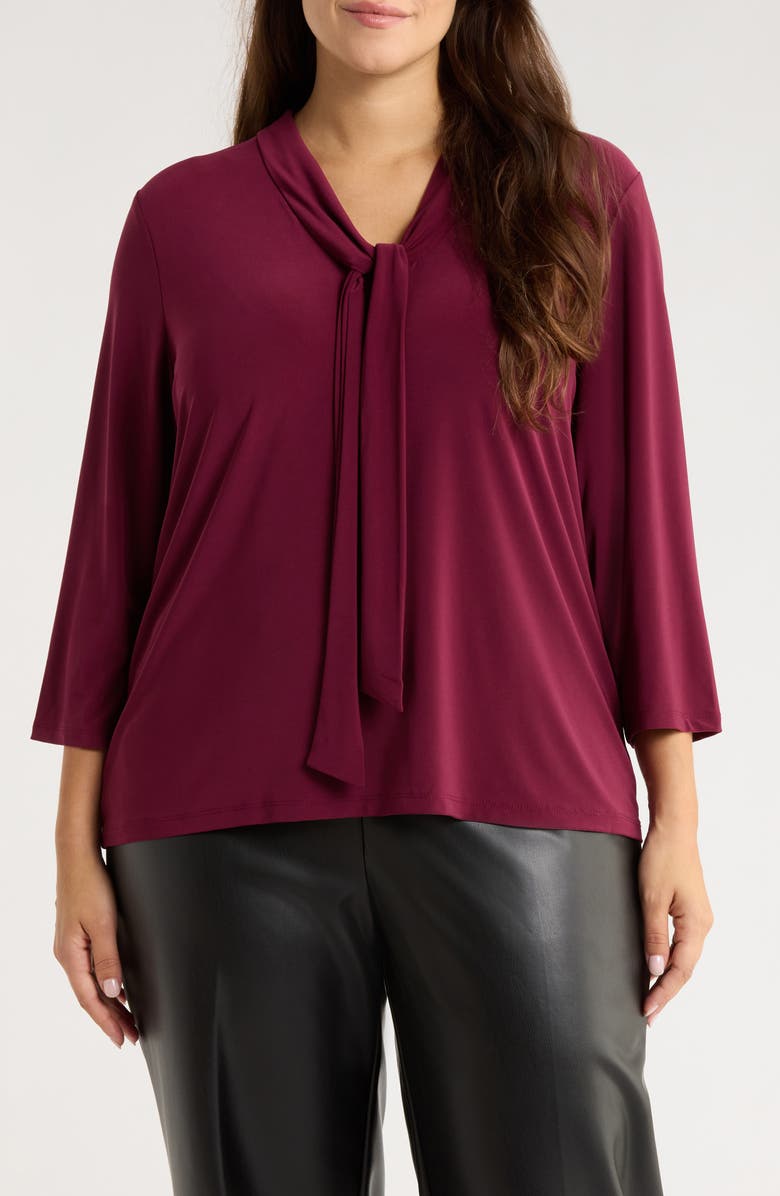 KASPER Tie Neck Top, Main, color, Shiraz